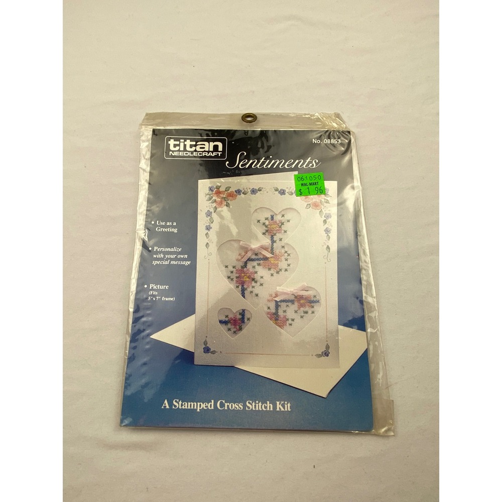 Vintage 1989 Titan Needlecraft Sentiments Stamped Cross Stitch Kit 08853 Floral